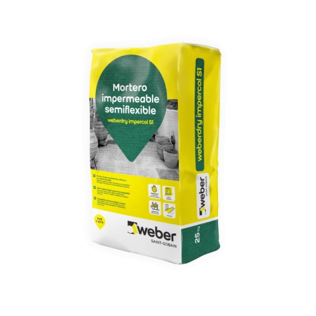 WEBERDRY IMPERCOL S1 - Mortero impermeabilizante semiflexible y Adhesivo porcelánico